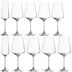 Set di 12 Bicchieri in Vetro Puccini, Calici da Vino Trasparenti con Stelo - Product Image 1