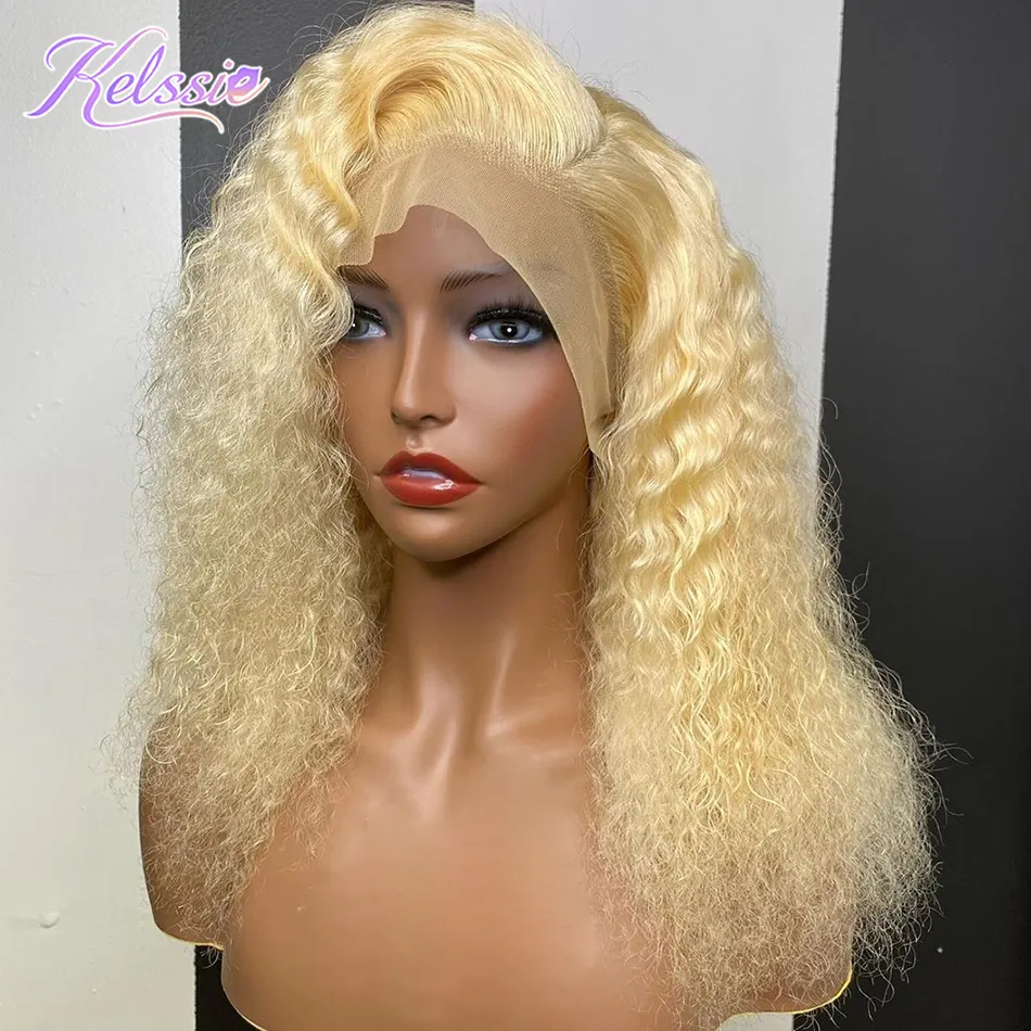 28 inch Cheap 613 Lace Front Wig,613 Blonde Deep Wave Full Lace Human Hair Wig,13x4 13x6 Kinky Curly Vietnamese Raw Hair Wigs