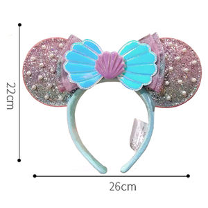 Zeemeermin Muis Oren Hoofdband voor Vrouwen Attractieparken Mickey Haarband Volwassene/Kind Leer Pluche Pailletten Cosplay Meisjes Accessoires - Product Image 2