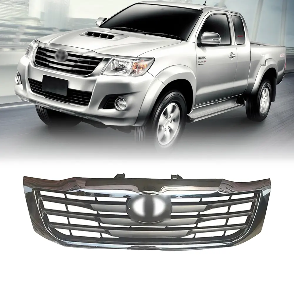 Hochwertiges Autozubehör Kühlergrill Halb chrom Auto Frontgrill Für Toyota Hilux Vigo 2005-2014