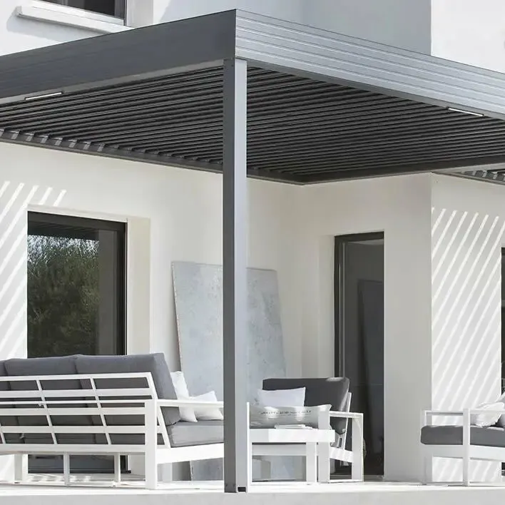 Modern impermeável gazebo pérgola alumínio jardim ao ar livre bioclimatic persiana elétrica sombra pérgola pátio Metal Arbours