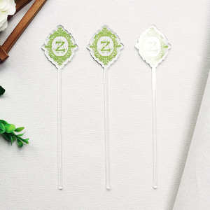 2025 Tùy Chỉnh Ánh Sáng Màu Xanh Lá Cây Màu UV In Ấn Biểu Tượng Tùy Chỉnh Và Mô Hình Trong Suốt Acrylic Uống Khuấy Stick Cho Đám Cưới Đảng Thanh - Product Image 2