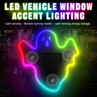 Lumière d'ambiance solaire pour automobile, détection de lumière et de vibrations, lumière décorative pour fenêtre, éclairage LED à ventouse pour voiture