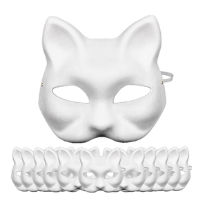 Máscaras de Papel con Pedrería, Máscaras Blancas de Mascarada para Gatos, Máscaras Completas para la Cara, <span class=keywords><strong>en</strong></span> Blanco para Proyectos Artísticos, Teatro, Halloween, Cosplay, Aula - Product Image 1