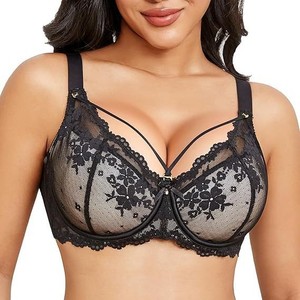 Soutien-gorge <span class=keywords><strong>sexy</strong></span> en dentelle respirant à armatures fines, bonnet 3/4, avec armatures souples, réglable, grandes tailles, pour le commerce transfrontalier Europe-Amérique - Product Image 2