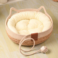 Lit pour animaux de compagnie en bambou tissé à la main personnalisé doux petit chien lits pour animaux de compagnie accessoires chat tapis de couchage lit pour animaux de compagnie