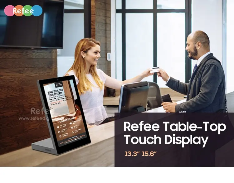 13.3Inch table top touch display portable android touch screen digital display for hotel connter