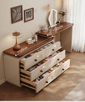 Coiffeuse de maquillage pour chambre à coucher avec commode rétractable à 6 tiroirs