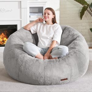 Large <strong>Grey</strong> Adult <strong>Bean</strong> <strong>Bag</strong> Sofa Chair Comfortable Giant <strong>Bean</strong> <strong>Bag</strong> for Reading Spacious Design-Upholstered Durable Fabric - Product Image 3