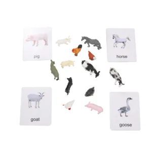 مخصصة لعبة تعليمية مونتيسوري اللغة الحيوان كائن مع بطاقات المواد