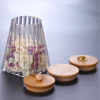 Pot à bonbons en verre avec couvercle, pot à biscuits, plusieurs tailles, rayures verticales côtelées, récipients de rangement carrés pour la cuisine, bocaux en verre
