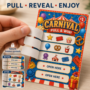 Personalized Custom Instant Prize Five Windows Tear Off Original Color Custom Amusement Park Theme Pull Tab Tickets - Product Image 2