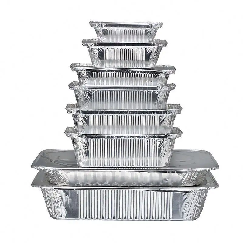 Grosir Logo OEM Aluminium Foil Sekali Pakai untuk Kemasan Makanan Baki Foil Kecil Wadah Foil Aluminium Kecil