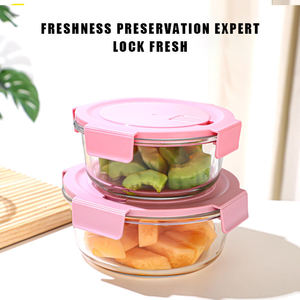 Nhà bếp lò vi sóng hình chữ nhật 2 ngăn thực phẩm Bento lưu trữ <span class=keywords><strong>container</strong></span> kính hộp Ăn trưa với kín khóa có nắp đậy - Product Image 4