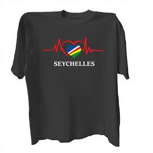 T-shirt pour femme en coton 100% tricoté, imprimé décontracté avec motif de drapeau des Seychelles, coupe confortable - Product Image 1