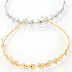 Diadema con diseño de mariposa hueca, ligera, de metal, para mujer, tocado de fiesta, verano 2023, Jinhua HB020 - Product Image 1