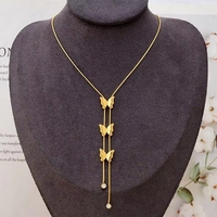 Collar con Colgante de Mariposa de Acero Inoxidable con Certificación CE, Cadena de Eslabones, Chapado en Oro de 18K, Regalo para el Día de San Valentín