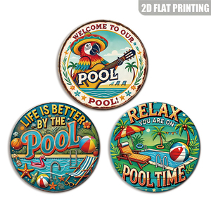 Letrero Metálico Decorativo <span class=keywords><strong>con</strong></span> Temática de <span class=keywords><strong>Piscina</strong></span>, Diseño de Loro en la Playa, para Decoración de Pared en Patio Trasero, Junto a la <span class=keywords><strong>Piscina</strong></span>, Hogar, Bar, Regalo - Product Image 1