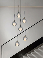 Petit lustre suspendu LED en acier inoxydable doré avec cristal gravé en forme de lune pour villa, loft, duplex, salon, simple et luxueux