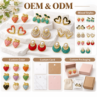 Boucles d'oreilles personnalisées en acier inoxydable plaqué or, émail, OEM ODM, styles variés (fruits, cœurs, fleurs), vente en gros