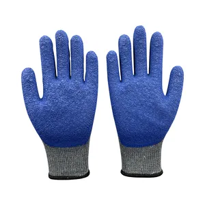 Hot Selling Anti-Rutsch-Griff Hoch leistungs Baumwolle gestrickt Latex beschichtet Crinkle Finished Handschuhe für den Arbeits bau