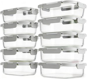 Contenants de stockage alimentaire en <span class=keywords><strong>verre</strong></span>, compatibles micro-ondes et congélateur, préparation de repas, couvercles hermétiques, compatibles lave-vaisselle, écologiques, boîte à <span class=keywords><strong>lunch</strong></span> pour la cuisine - Product Image 1