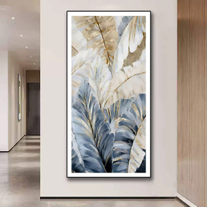 Mintura fatta a mano in tela di fiori astratti arte murale stile moderno europeo minimalismo foglia di Banana pittura a olio fiori dipinti - Product Image 4