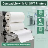 Rouleau de papier de nettoyage antistatique pour pochoirs SMT, papier de nettoyage industriel sans poussière pour pochoirs SMT pour machines d'impression MPM DEK