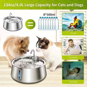 Fontaine à eau intelligente pour animaux de compagnie, distributeur d'eau automatique pour chats et chiens, bol en acier inoxydable et plastique, alimentation par charge électrique - Product Image 3