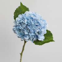 Bunga Hydrangea Latex Real Touch Grosir 15cm Biru Hijau, Tangkai Bunga Artificial untuk Dekorasi Meja Pernikahan dan Hotel