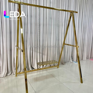 Fondo Decorativo Dorado para Escenario de Eventos LeDA, Fondo de Boda de Acero Inoxidable con Marco Dorado Brillante, Fondo Decorativo de Metal - Product Image 6