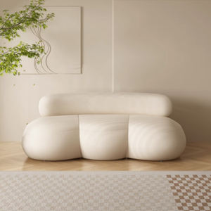 أثاث حديث على الطراز الكريمي أريكة ناعمة بسيطة بسيطة على شكل خاص من الكشميرية تصاميم بيضاء فاخرة أريكة منحنية - Product Image 4