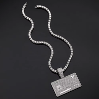 RENQING Factory Iced Out Chaîne de tennis 5mm avec pendentif carte bancaire en alliage et strass Hip Hop
