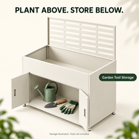 Jardinière surélevée avec treillis et armoire de rangement, bac à plantes en métal pour l'extérieur, pour centres de jardinage, vente en gros, fabricant OEM