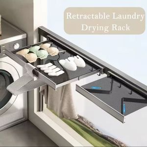 Filet de séchage en aluminium <span class=keywords><strong>pour</strong></span> balcon Fenêtre non perforée Conception télescopique pliante <span class=keywords><strong>pour</strong></span> chaussettes et chaussures peu encombrantes Vêtements dans la salle de bain - Product Image 3