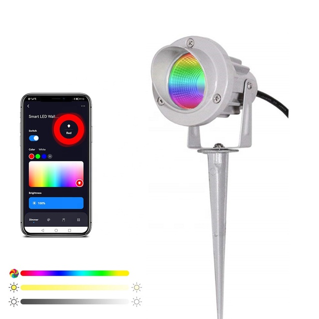 Smart Wifi APP Remote Control RGBW LED Spike Light for Outdoor Garden Lawn Light 5w 9w