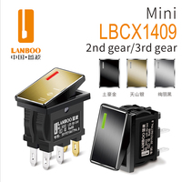 Interruptor Basculante Autoblocante LANBOO Serie 14mm*9mm de Alta Corriente 7A, ON-OFF-ON, 2/3 Posiciones, 4/6 Pines, Luz Roja/Verde, 220V, 200k