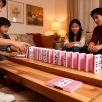 Jeu de dominos en acrylique personnalisé de qualité supérieure à 5 couches, vente en gros, dominos en acrylique laminé noir et blanc, jeu de société pour enfants et adultes
