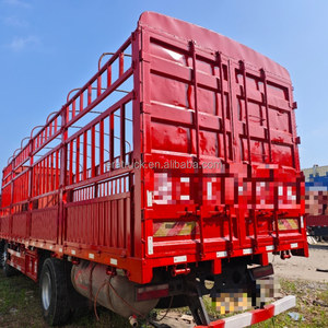 Camión <span class=keywords><strong>de</strong></span> Carga con Plataforma JAC K5 6X2 Rojo Usado, 270-300HP Diésel Euro2, Camión con Barandas para Transporte <span class=keywords><strong>de</strong></span> Ganado, Frutas, Verduras y Logística - Product Image 3