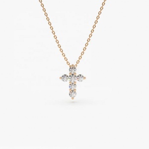 Collar con Colgante de Cruz con Diamantes CZ Pequeños Clásicos, Joyería Personalizada, Chapado en Oro de 14K, Acero Inoxidable, Collar de Moda para Mujer - Product Image 4