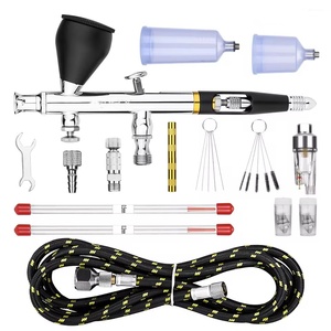 Dual Action Airbrush 9cc 1/3 oz Fluid Cups Quick Remove Air Cap Nozzle Gravity Feed with Accessories - Product Image 1
