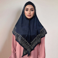 Zifeng OEM Vente en gros Nouveau hijab musulman pour femmes à la mode, foulard en jersey tricoté élastique avec strass triangulaires
