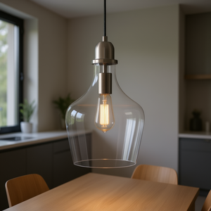 Luminaire suspendu en verre en forme de cloche, E26 LED 2700K, blanc chaud doux, grand luminaire d'intérieur pour salon - Product Image 2