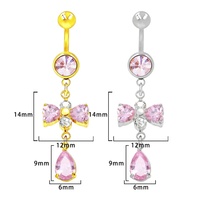 Gaby Nouveau Design Tendance Zircon Rose Étanche Plaqué Or Acier Inoxydable Cadeau de Mariage Piercing Anneau de Nombril Pendante