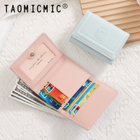 Dompet Wanita Lipat Tiga Motif Kucing Lucu Gaya Baru TAOMICMIC, Dompet Pendek 2 in 1, Tempat Kartu, Tersedia Grosir