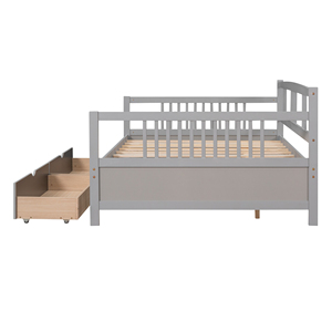 Cama de Madera Tamaño Completo con Dos Cajones, Cama Infantil Gris con Almacenamiento - Product Image 4