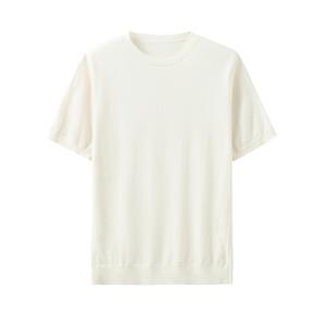 2025 collezione primavera/estate t-shirt Casual <span class=keywords><strong>uomo</strong></span> a maniche corte 6 girocollo in <span class=keywords><strong>lana</strong></span> Versatile 300 grammo tessuto a maglia tinta unita - Product Image 6