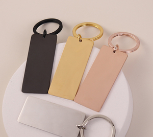 Hình chữ nhật Bạc tăng vàng đen Keyring tùy chỉnh khoảng trống khắc biểu tượng Dải thanh tự làm thép không gỉ kim loại gương đánh bóng Keychain - Product Image 5