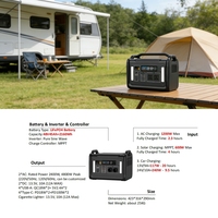Centrale Électrique Portable 2400W LiFePO4, Générateur Solaire à Onde Sinusoïdale Pure, Batterie de Secours d'Urgence pour Maison et Camping-Car Extérieur