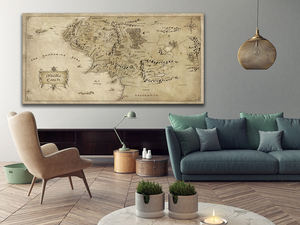 Sala de decoración del hogar película de El Señor de los anillos mapa lona HD cartel mundo mapa del mundo pintura - Product Image 5